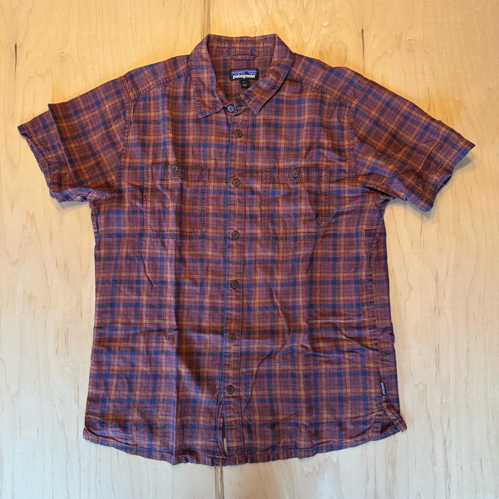 Patagonia Men's Short-Sleeve Plaid Shirt - Rust/Blue